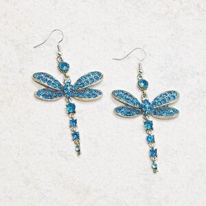 Blue Statement Dragonfly Earrings